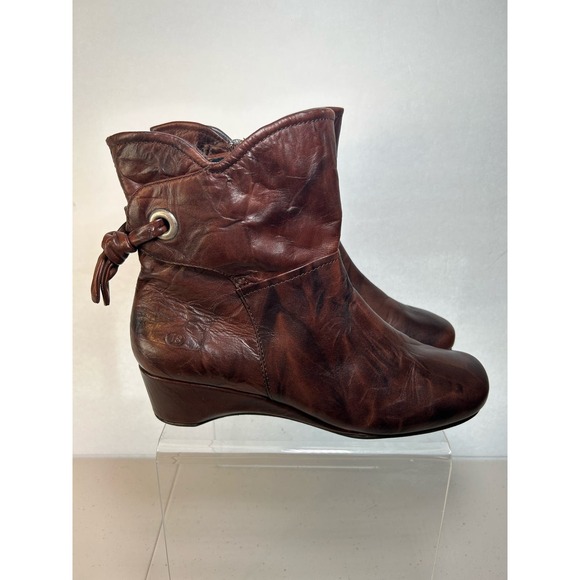 Josef Siebel Women’s Brown Leather Boho Ankle Boots Side Zip EU 40 US 9 - Picture 3 of 14